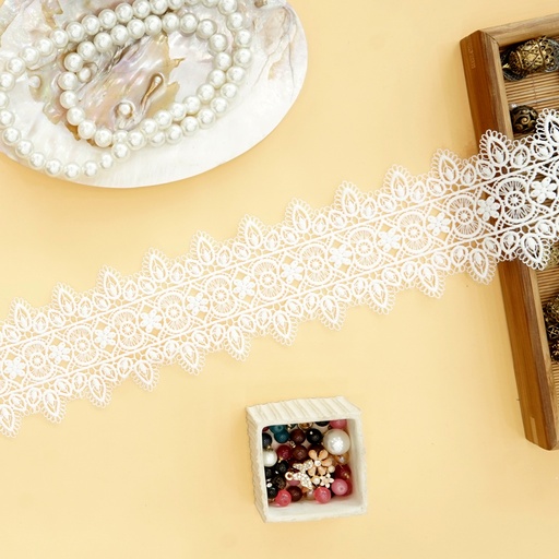 [83504-7 WHITE] Double Side Border Shuttle Lace
