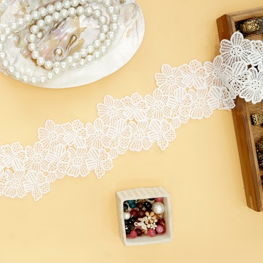[69194 8U WHITE] Flower Shuttle Lace