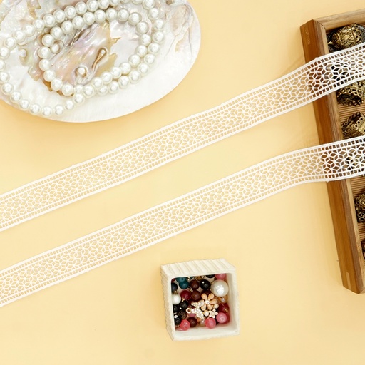 [800245-2 WHITE] Double Side Border Shuttle Lace