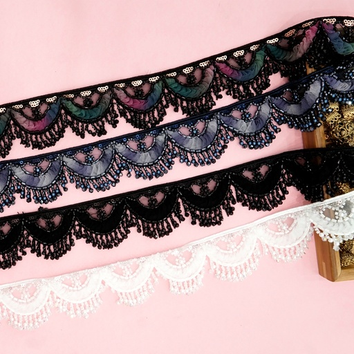 Fancy Glass Beads Sequence Lace