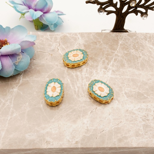 [MKB01-2] Enamel Coated Flower Cloisonne Beads
