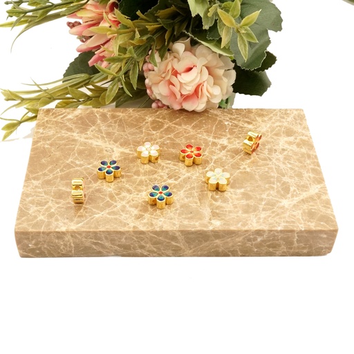 Enamel Coated Oval Flower Beads