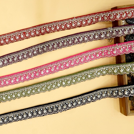 Fancy Glass Beads Sequence Lace