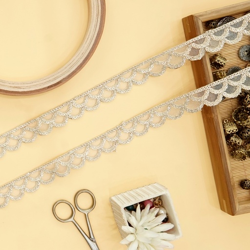 [FANL1525 GOLD] Fancy Metallic Yarn Sequence Lace