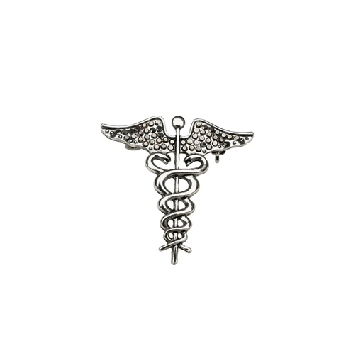 [12218 NONTOXIC WHT OIL] Caduceus Brooch With Diamonds