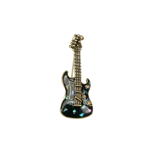 [8883] Electric Guitar Brooch With Diamonds