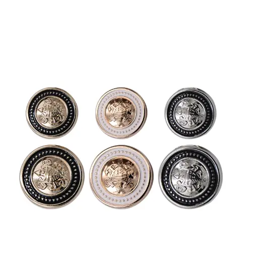 Ornate Crown Shield Emblem Enamel Rim Metal Suiting Button