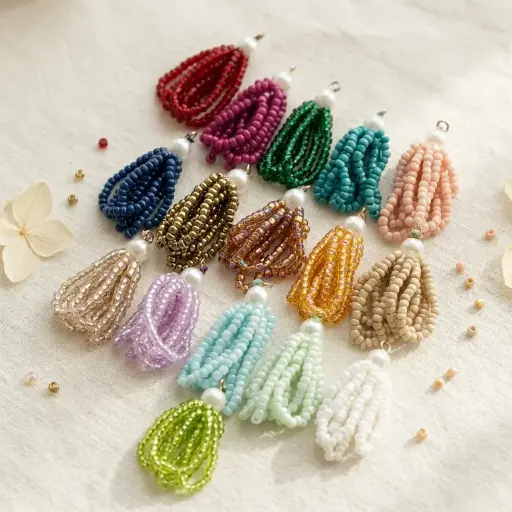 Fancy Pearl Accent Beaded Loop Tassel
