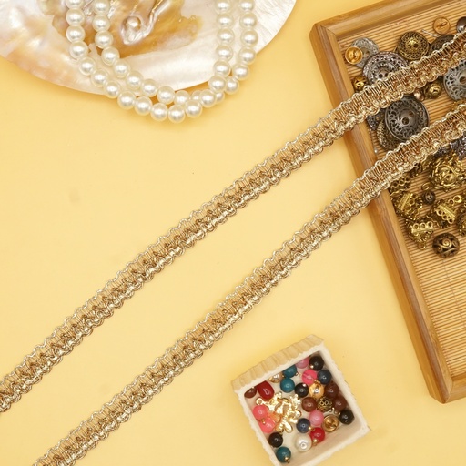 [TCL71  ANTIQUE LIGHT GOLD] Metallic Yarn Crochet Gota Lace