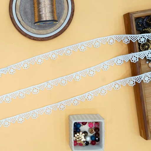 [SHTL340 WHITE] One Side Border Shuttle Lace