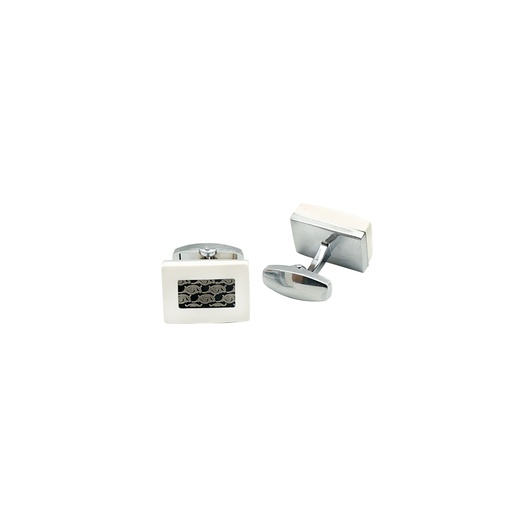 [CF340-2 WHT NONTOXIC WHT] Swirling Design Square Shape Cufflink