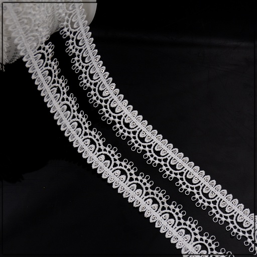 [AL741-WHITE] One Side Border Shuttle Sequence Lace