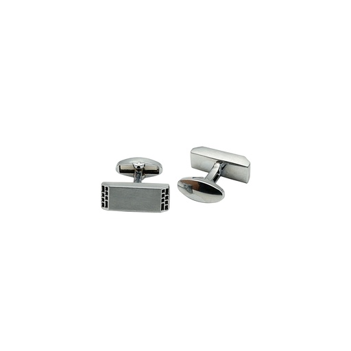 [CF360-1 SILVER] Rectangular Shape Dotted Border Cufflink