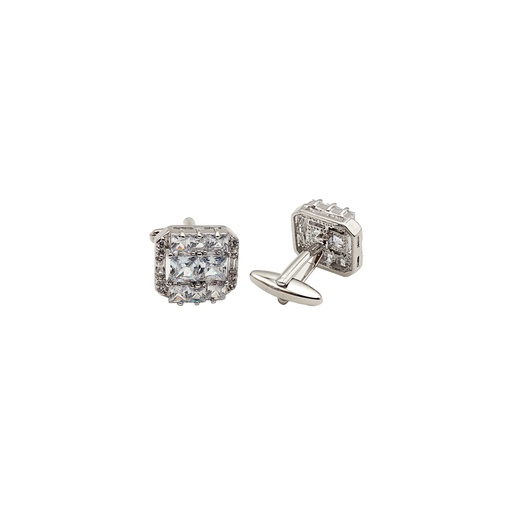 Silver Plated Zircon Stone Cufflink