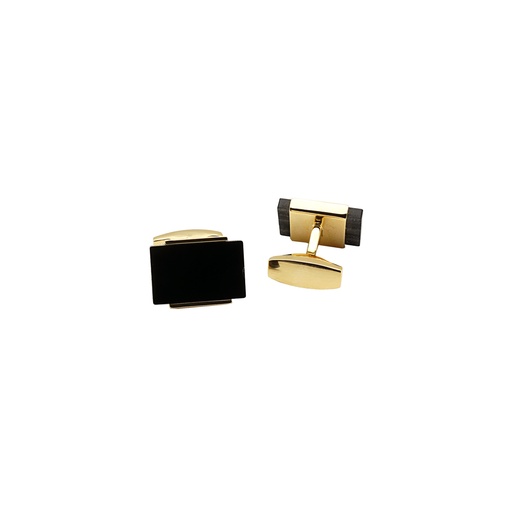 [CF1100-2 BLACK GOLD] Gold Plated Stylish Rectangle Cufflink