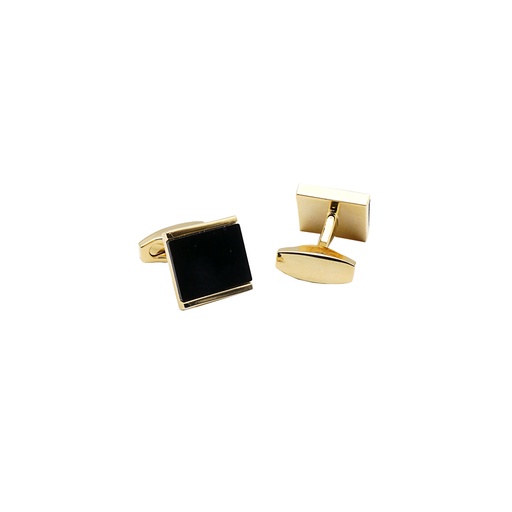 [CF1100-5 BLACK GOLD] Black Onyx Elegant Square Cufflink