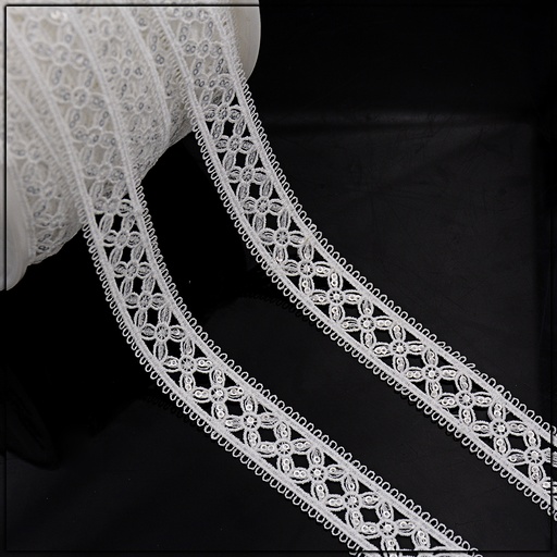 [AL739-WHITE] Shuttle Sequence Lace
