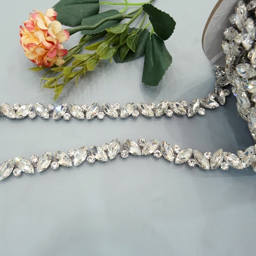 [LA-633 CRYSTAL WHT] Crystal Rhinestones Trimming Chain