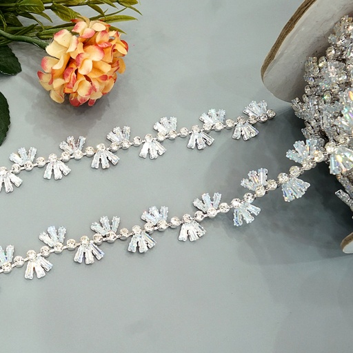 [LSM-101 CRYSTAL WHT] Rhinestone Crystals Zircon Fancy Chain