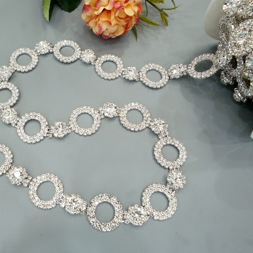 [LA-539 CRYSTAL WHT] Circle Design Crystal Rhinestone Chain