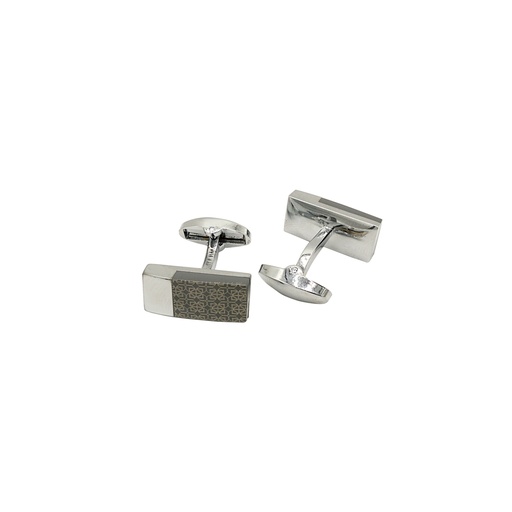 [CF340-9 GREY NONTOXIC WHT] Patterned Design Restangle Cufflink