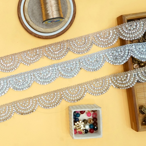 Fancy Metallic Yarn Rhinestone Lace