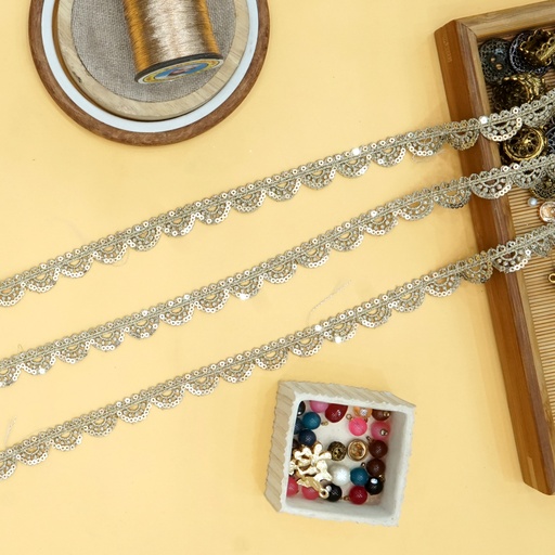 [FANL1543 LIGHT GOLD] Fancy Sequence Lace