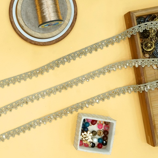 [FANL1545 LIGHT GOLD] Fancy Sequence Lace