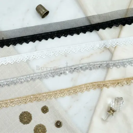 Fancy Glass Beads Sequence Lace