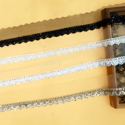 Fancy Glass Beads Sequence Lace