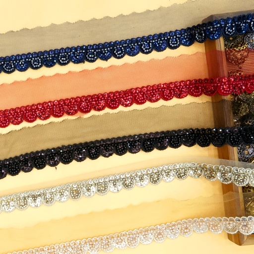 Fancy Glass Beads Sequence Lace