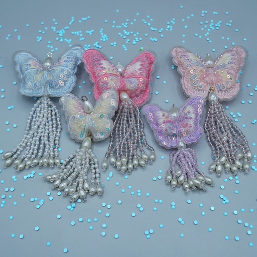 Beaded Organza Butterfly Embroidery Tassel