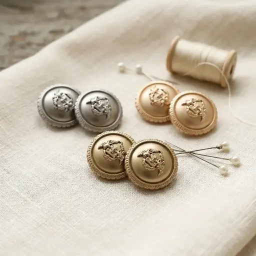 Crest Design Scallop Edges Metal Suiting Button