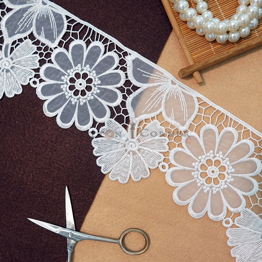[WQ15A WHITE] One Side Border Organza Lace