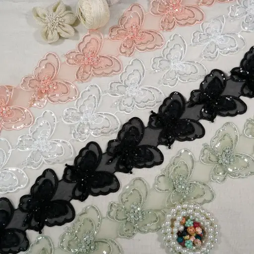 Sequence Organza 3D Butterfly Patch Lace