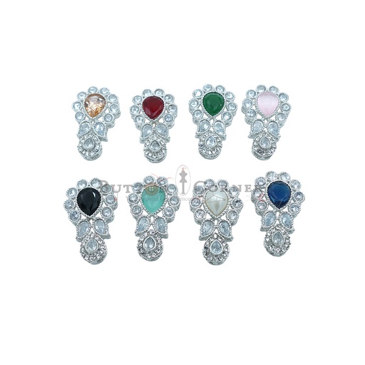 Silver Base Fancy Kundan Button