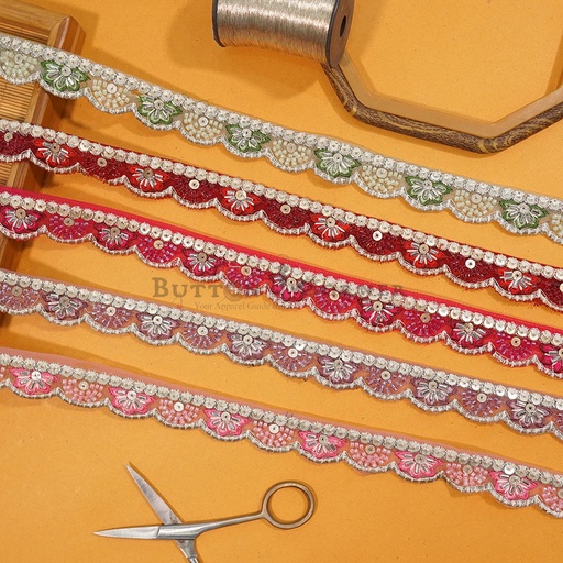 Fancy Glass Beads Sequence Lace