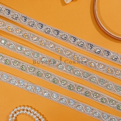 Fancy Glass Beads Sequence Lace