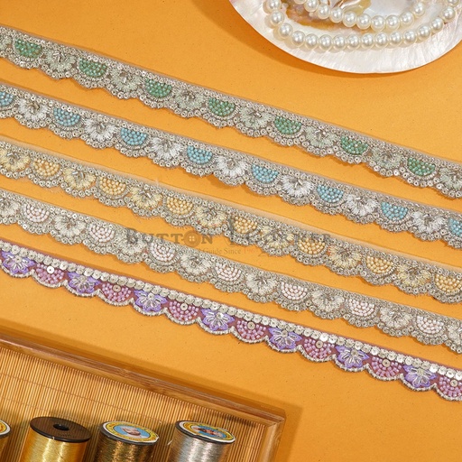 Fancy Glass Beads Sequence Lace