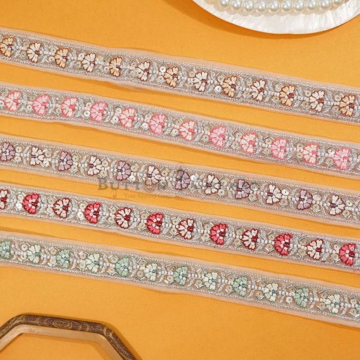 Fancy Glass Beads Sequence Lace