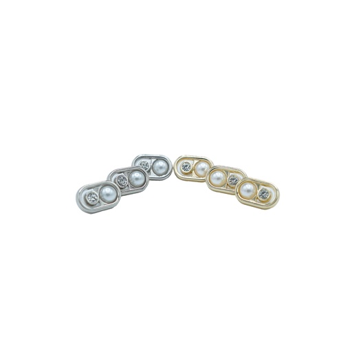 Rectangle Capsule Pearl Diamond Button