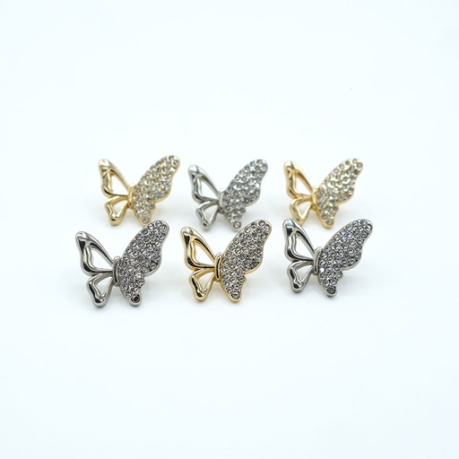 Vintage Butterfly Rhinestone Button