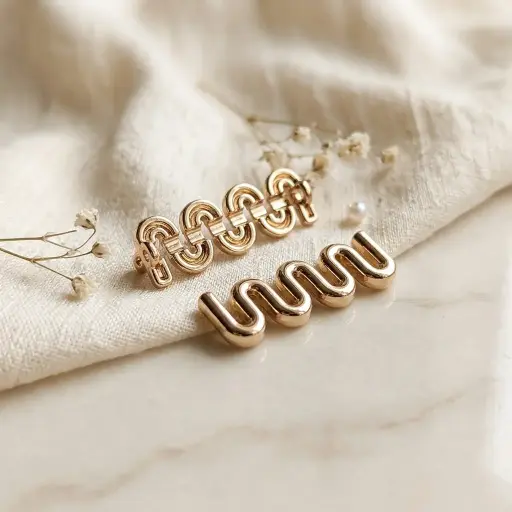 [61655 GOLD] Zigzag Design Metal Bar Pin