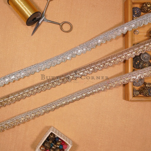 Fancy Metallic Yarn Sequence Lace