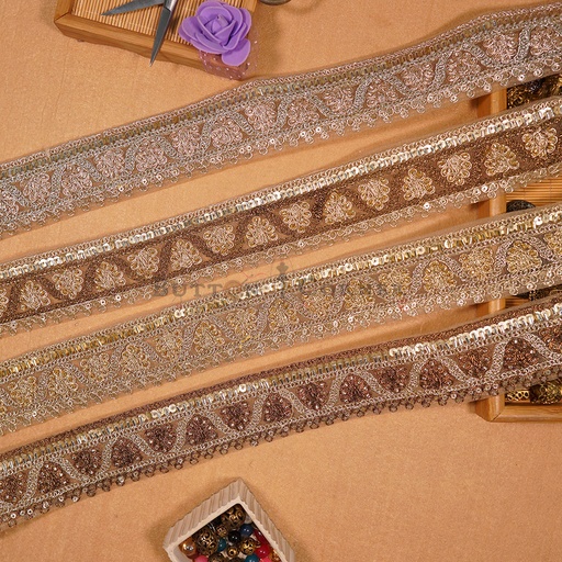 Fancy Glass Beads Sequence Lace