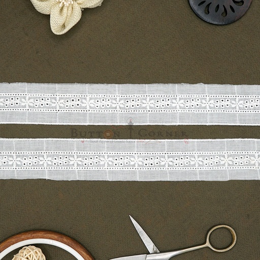 [CL334 WHITE] Double Side Border Cotton Lace