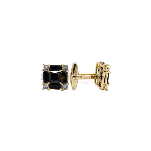 [CF780-12 JET] Gold Plated Crystal Zircon Square Cufflink