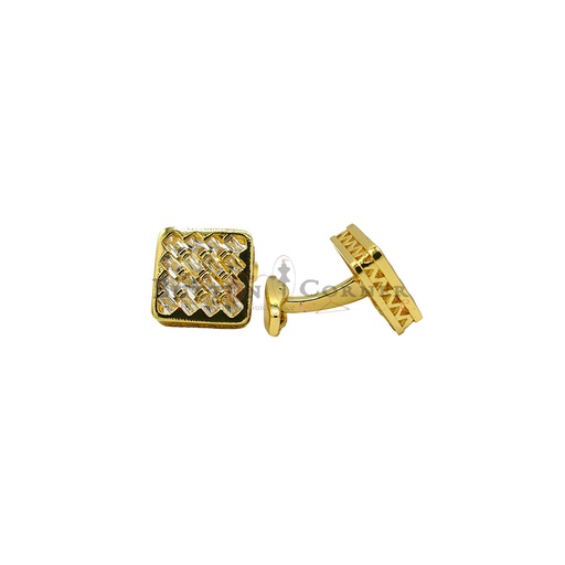 [CF780-17 CRYSTAL WHT] Gold Plated Zircon Square Cufflink