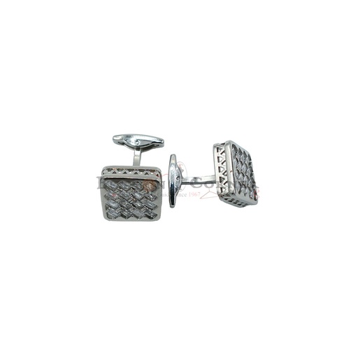 [CF780S-17 CRYSTAL WHT] Silver Plated Zircon Square Cufflink