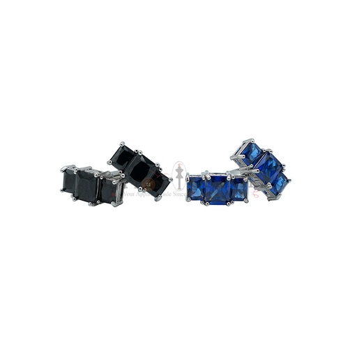 Silver Plated Crystal Rectangular Cufflink